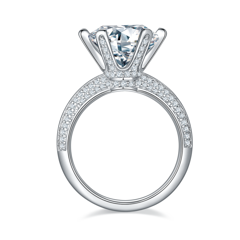 半壁江山S925银镀白金MoissaniteWomen's Ring5.0ctD级
